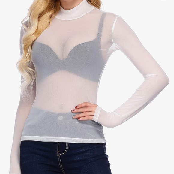 ❌❌SOLD ❌❌KATE KASIN- Mesh Top Long Sleeve Sexy Shirt - Picture 1 of 6